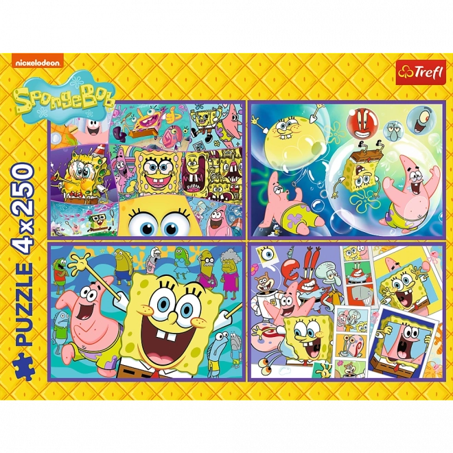 Puzzle 4x250 Šílený svět Sponge Boba