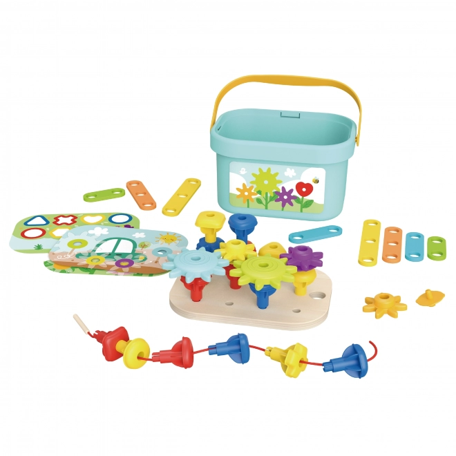 Montessori úložný box s kolíky a návlékačkou Tooky Toy