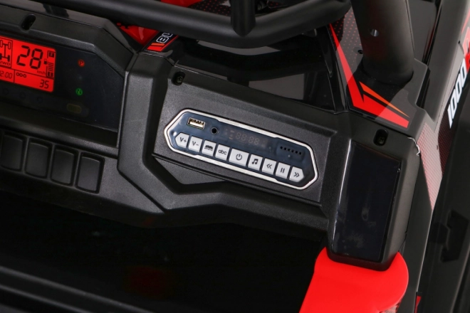 Buggy UTV Off-roader pro děti Červená + dálkové ovládání + nosič zavazadel + pomalý start + EVA + MP3 LED