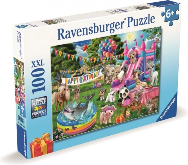 Puzzle zvířecí narozeninová párty XXL 100 dílků