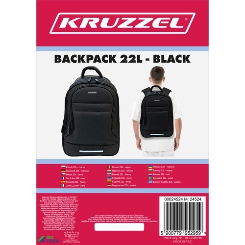 Batoh 22L - černý Kruzzel 24524