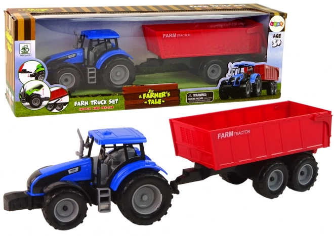 Interaktivní traktor s přívěsem - modrý