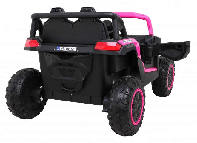 Buggy UTV 2000M mașină de curse cu baterie + sunete MP3 lumini + telecomandă + pornire lentă – Růžové