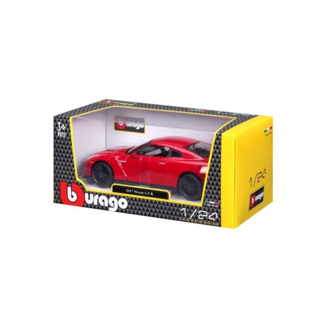 Nissan GT-R Bburago 1:24 metallic bílá – Červený