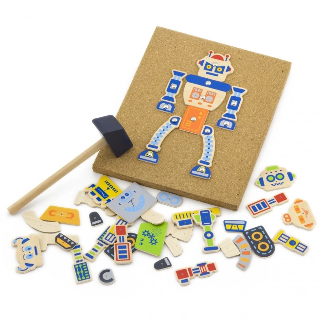 Dřevěná zatloukačka robot