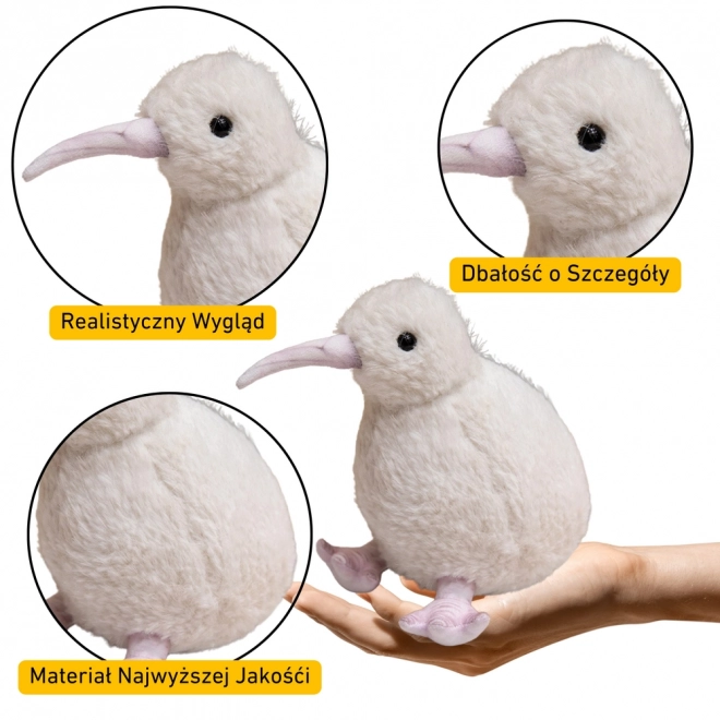 Plyšový pták kiwi bílý 17 cm