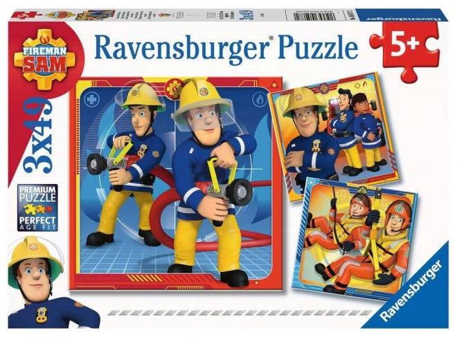 Ravensburger puzzle Požárník Sam na záchraně 3x49 dílků
