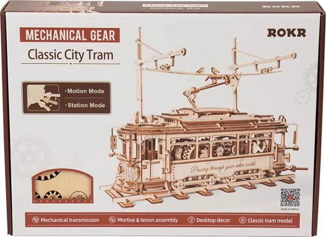 RoboTime 3D dřevěné mechanické puzzle Tramvaj