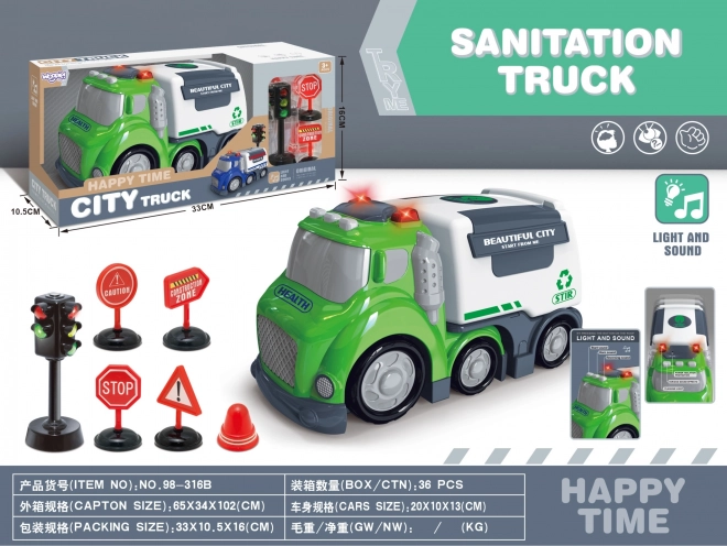 Woopie Popelářský Vůz City Truck Zvukové a Světelné Efekty