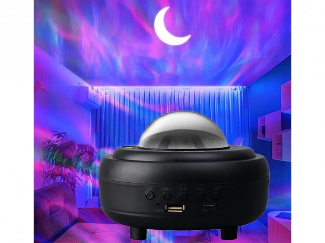 Noční světelný projektor aurora s bluetooth reproduktorem