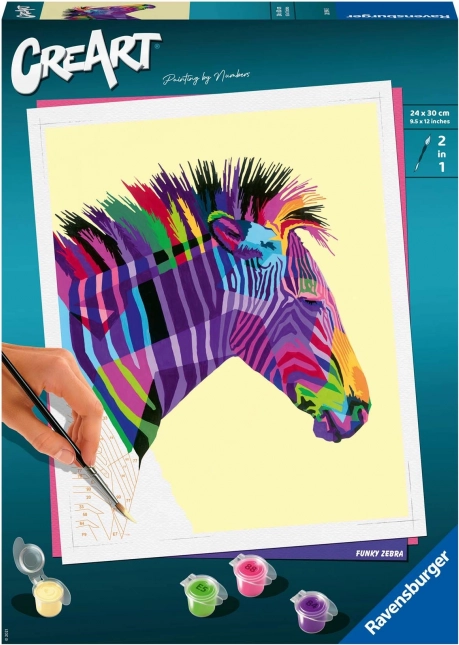 creart: malování podle čísel – funky zebra