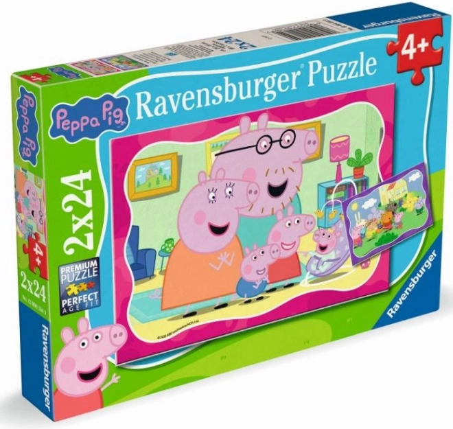 Puzzle Prasátko Peppa 2×24 dílků Ravensburger