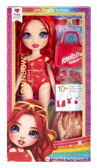 Rainbow High stylová plavací panenka Ruby Red
