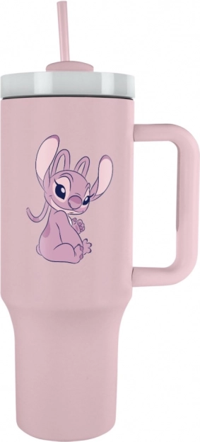 Cestovní hrnek Lilo a Stitch s růžovým brčkem