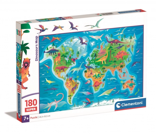 Puzzle 180 dílků Dinosauři Mapa