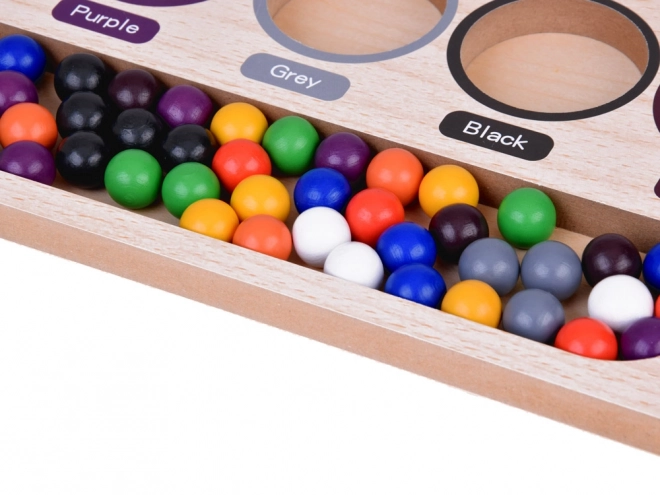 Dřevěná edukační mozaika Montessori - barevné kuličky a sorter