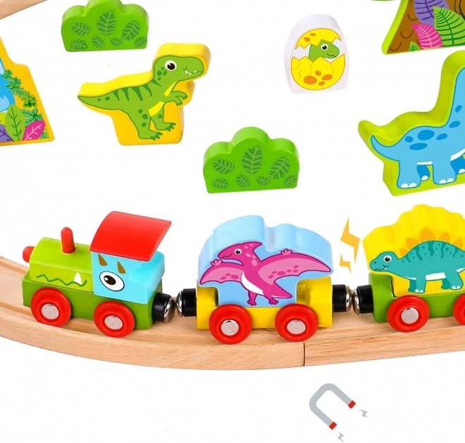 Dřevěná magnetická mašinka dinosauři