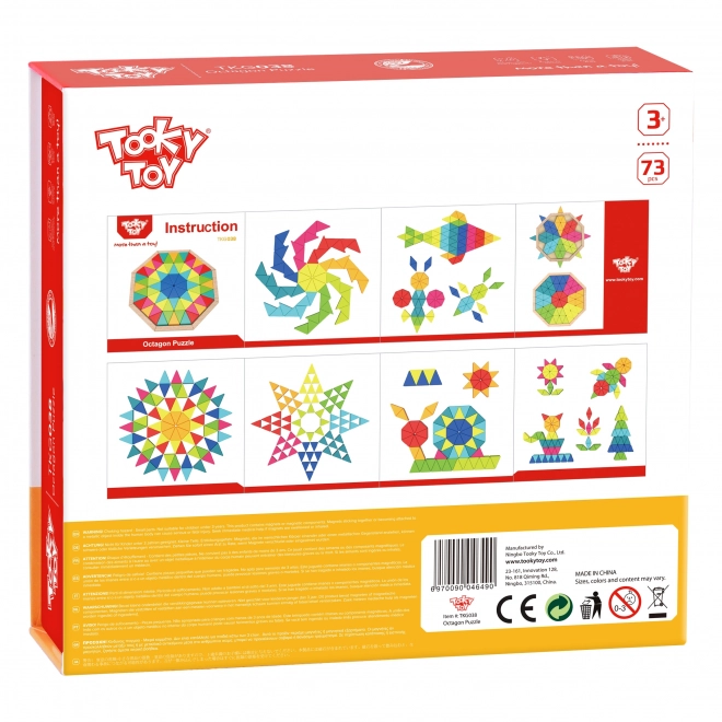 Tooky Toy Osmiúhelníková Dřevěná Mozaika Edukativní Puzzle