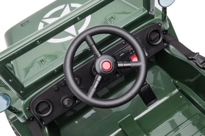 Auto na akumulátor vojenská zelená 4x4