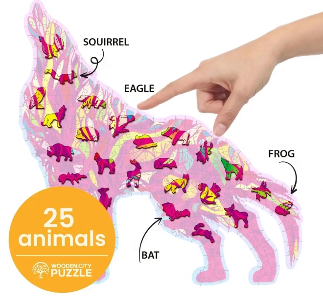 Dřevěné puzzle Vyjící vlk 250 dílků