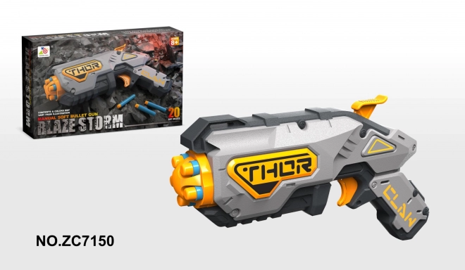 Dětská hračka blaster Blaze Storm šedý + 20 bezpečných projektilů