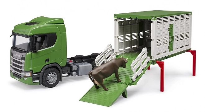 Bruder Přepravník zvířat Scania s figurkou krávy