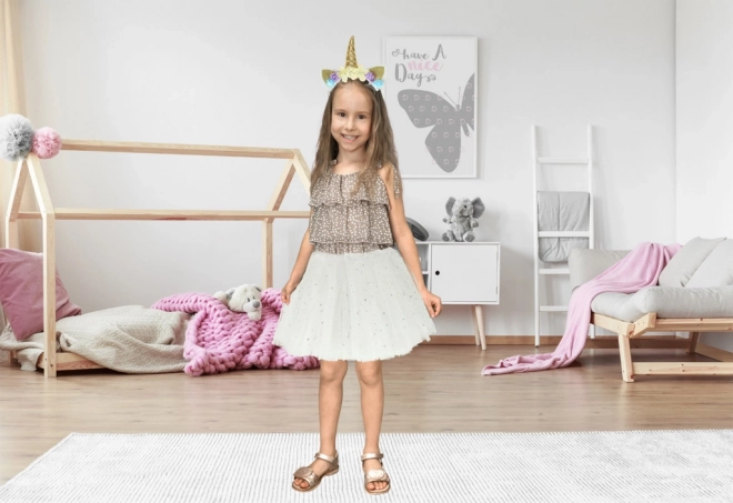 Karnevalový kostým jednorožec - čelenka + sukně – Bílý