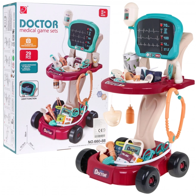 Doktorský vozík s RTG panelem pro děti 3+ s 29 doplňky
