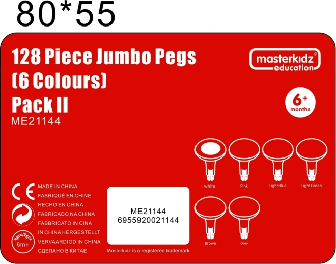 Barevné Jumbo kolíčky na STEM tabuli 128 ks - 6 barev