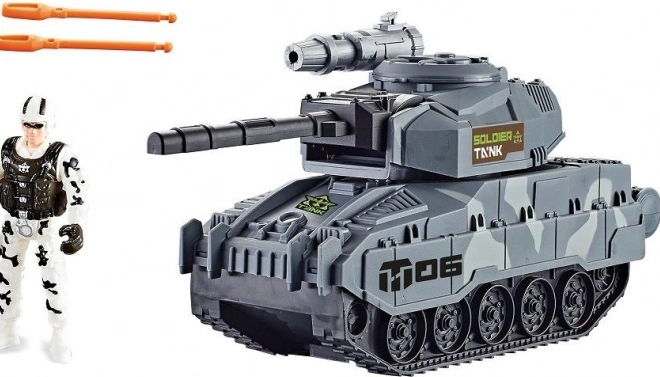 Tank s Vojenskou Figurkou a Funkčním Dělostřelectvem