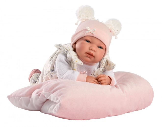 Llorens 84458 NEW BORN - realistická panenka miminko se zvuky a měkkým látkovým tělem - 44 cm