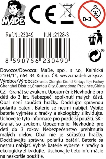 Ruční granát s efekty a světlem pro děti