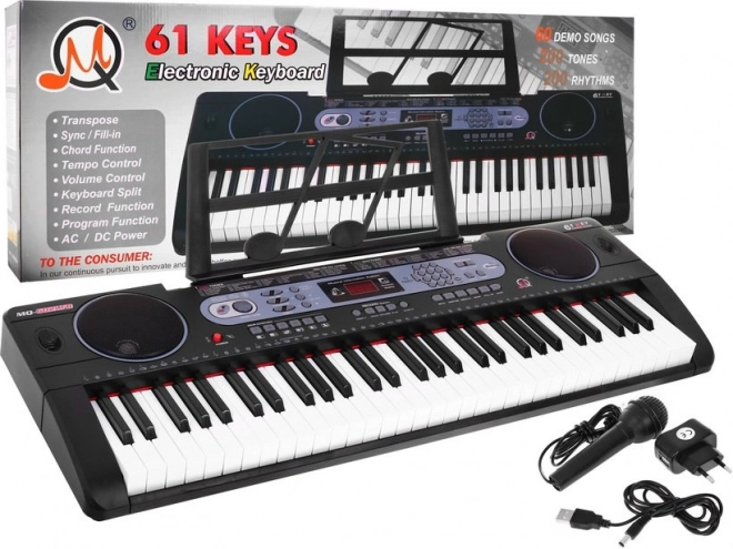 Mnohofunkční keyboard pro děti 5+ se stojanem na noty a mikrofon