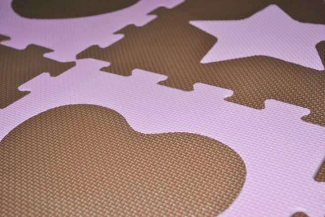 Pěnové puzzle hvězdy a srdce růžové