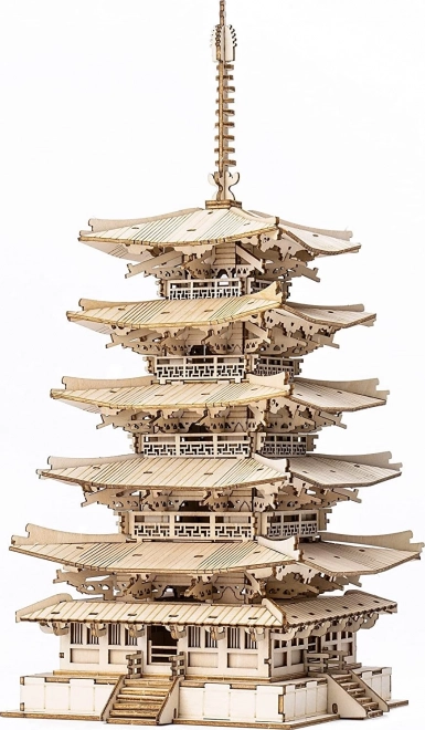 3D dřevěné puzzle pětipatrová pagoda