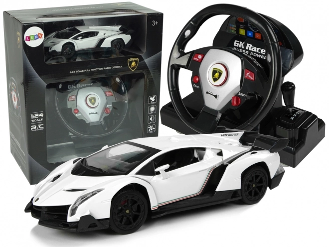 Dálkově ovládané Lamborghini Veneno White 2.4G dálkové ovládání volantu Zvuková světla