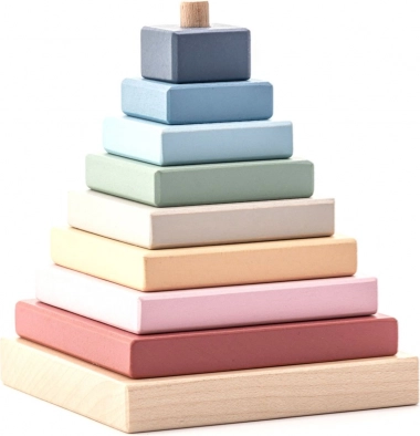 Cubika pastelová barevná pyramida – dřevěná skládačka 9 dílů