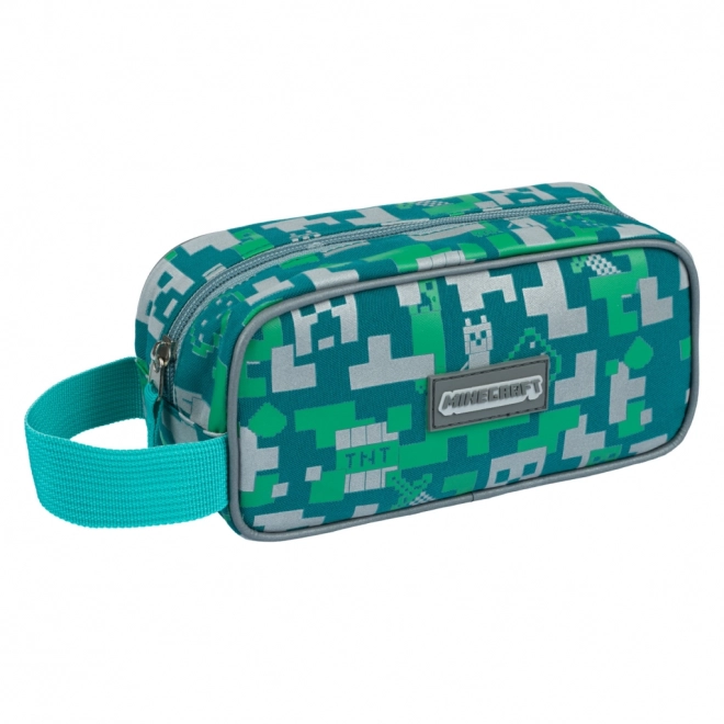 Minecraft penál Turquoise a Zelený Pixelový Vzor