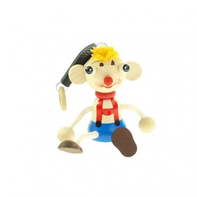Kluk okatý na pružině dřevěná figurka