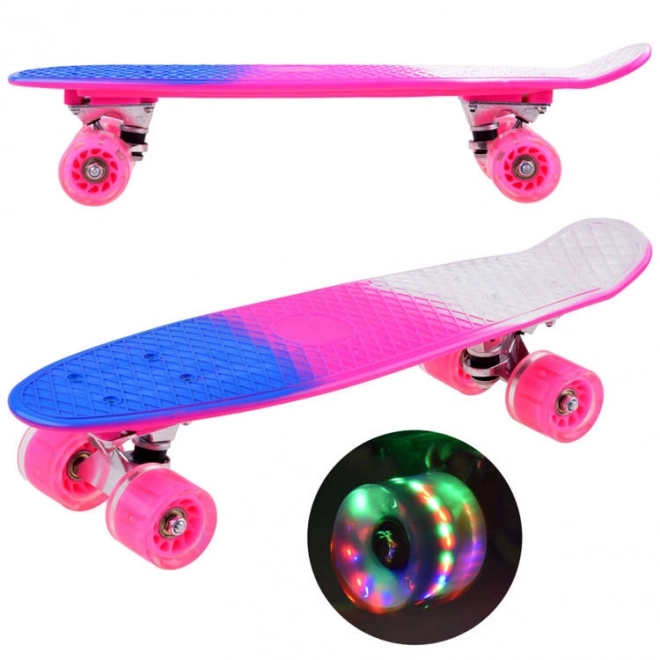 Růžová dívčí plastová skateboard Fiszka