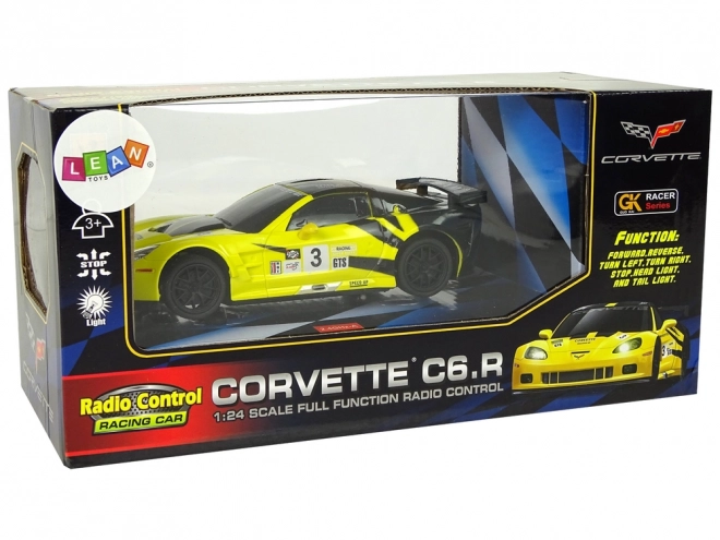 Sportovní auto R/C 1:24 Corvette žluté C6.R 2.4 G světla