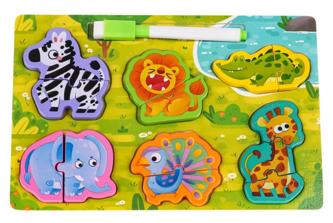 Dřevěná deska + puzzle – Safari