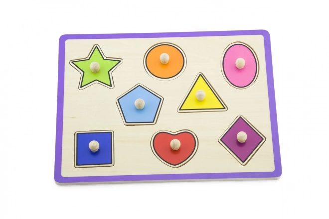 Viga Dřevěné Puzzle Tvary s Kolíčky