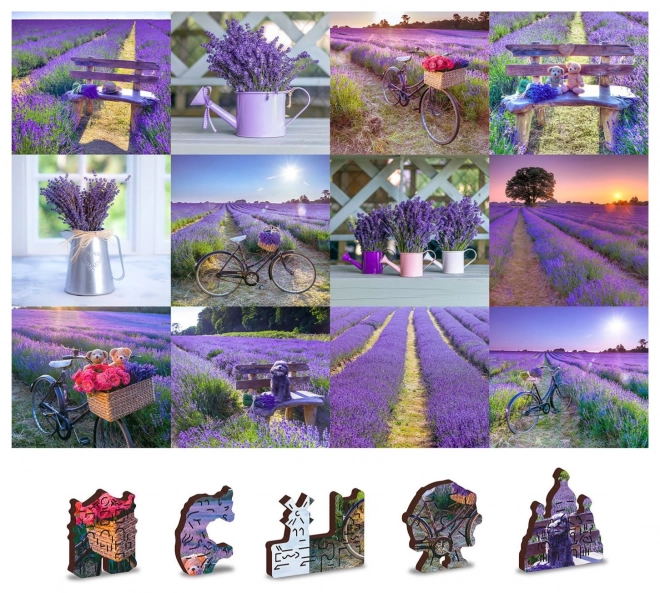 Dřevěné puzzle Levandulová Francie 2v1