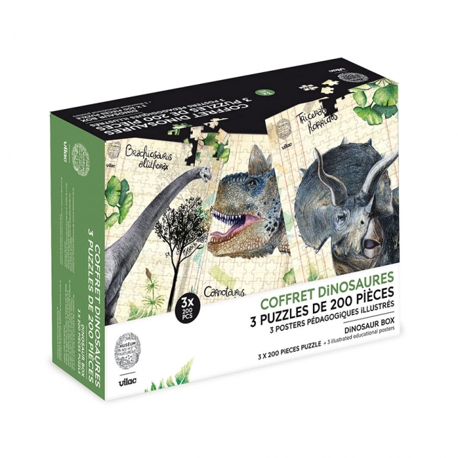 Vilac sada tří puzzlí s dinosaury