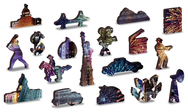 Dřevěné puzzle New York v noci