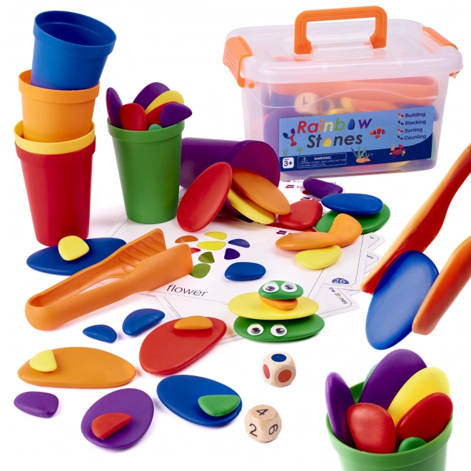 Kreativní barevné kameny Montessori set 65 ks