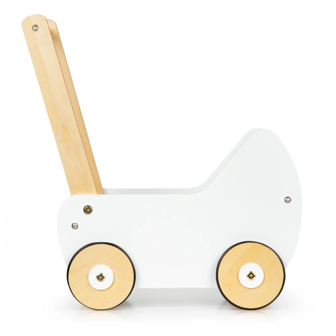 ECOTOYS Dřevěný vozík pro panenky bílý