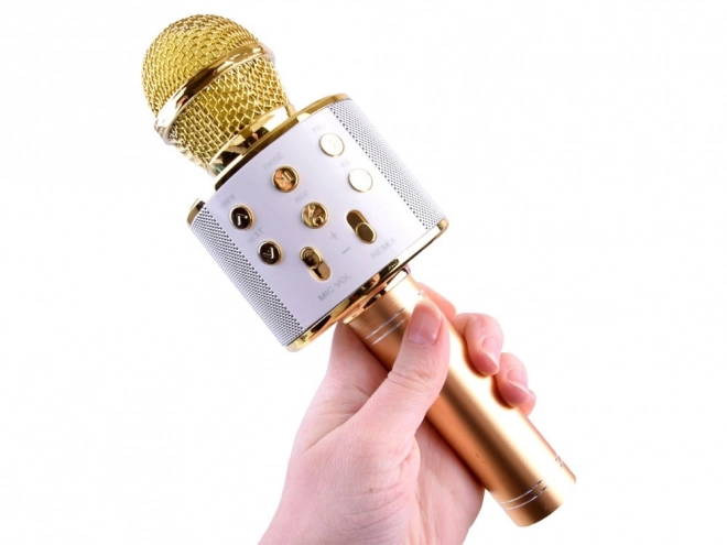 Bezdrátový karaoke mikrofon s reproduktorem – Zlatá