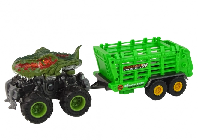 Dinozaurí tahač s přívěsem a 4 figurkami dinosaurů